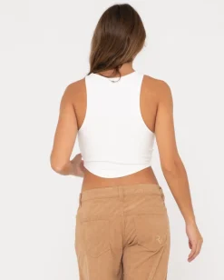 Store Vicky Curved Hem Crop Tank Womens Tees & Tanks