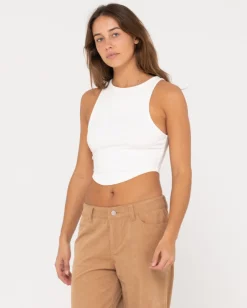 Store Vicky Curved Hem Crop Tank Womens Tees & Tanks
