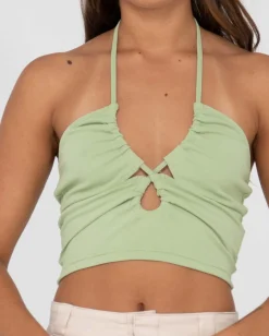 Outlet Vicky Cut Out Halter Crop Top Womens Fashion Tops