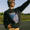 Best Wanderlust Oversize Graphic Crew Fleece Womens Hoodies & Fleece