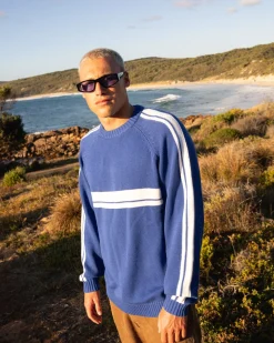 Shop White Lines Crew Neck Knit Sweater Mens Knitwear