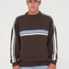 Cheap White Lines Crew Neck Knit Sweater Mens Knitwear