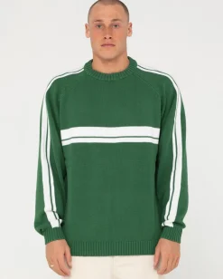 Best White Lines Crew Neck Knit Sweater Mens Knitwear