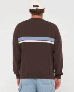 Cheap White Lines Crew Neck Knit Sweater Mens Knitwear