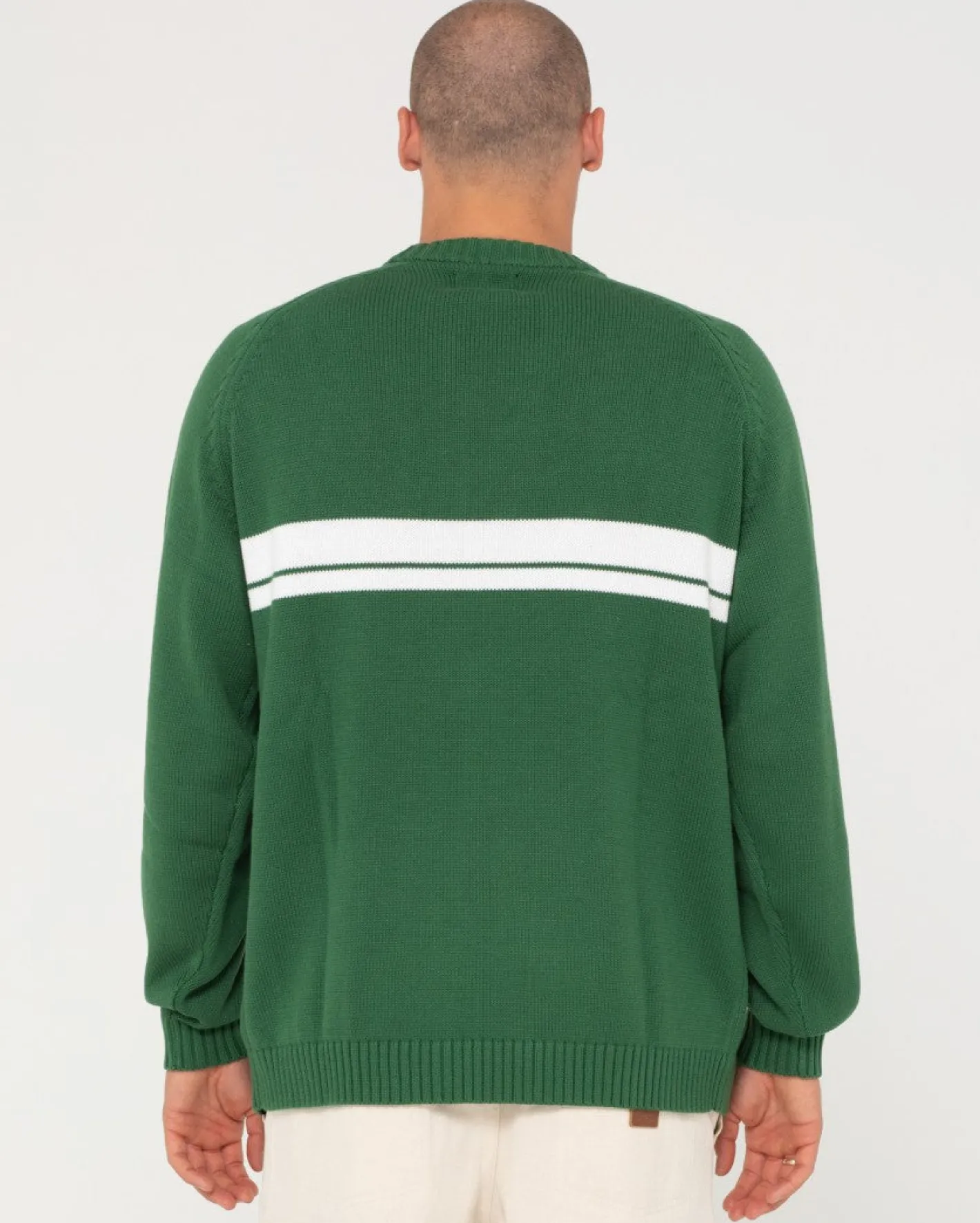 Best White Lines Crew Neck Knit Sweater Mens Knitwear