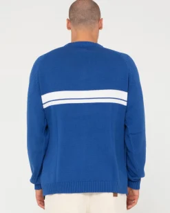 Shop White Lines Crew Neck Knit Sweater Mens Knitwear