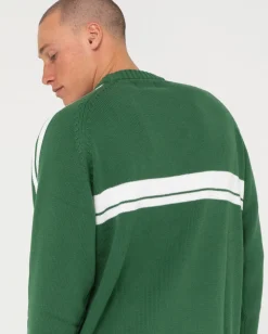 Best White Lines Crew Neck Knit Sweater Mens Knitwear