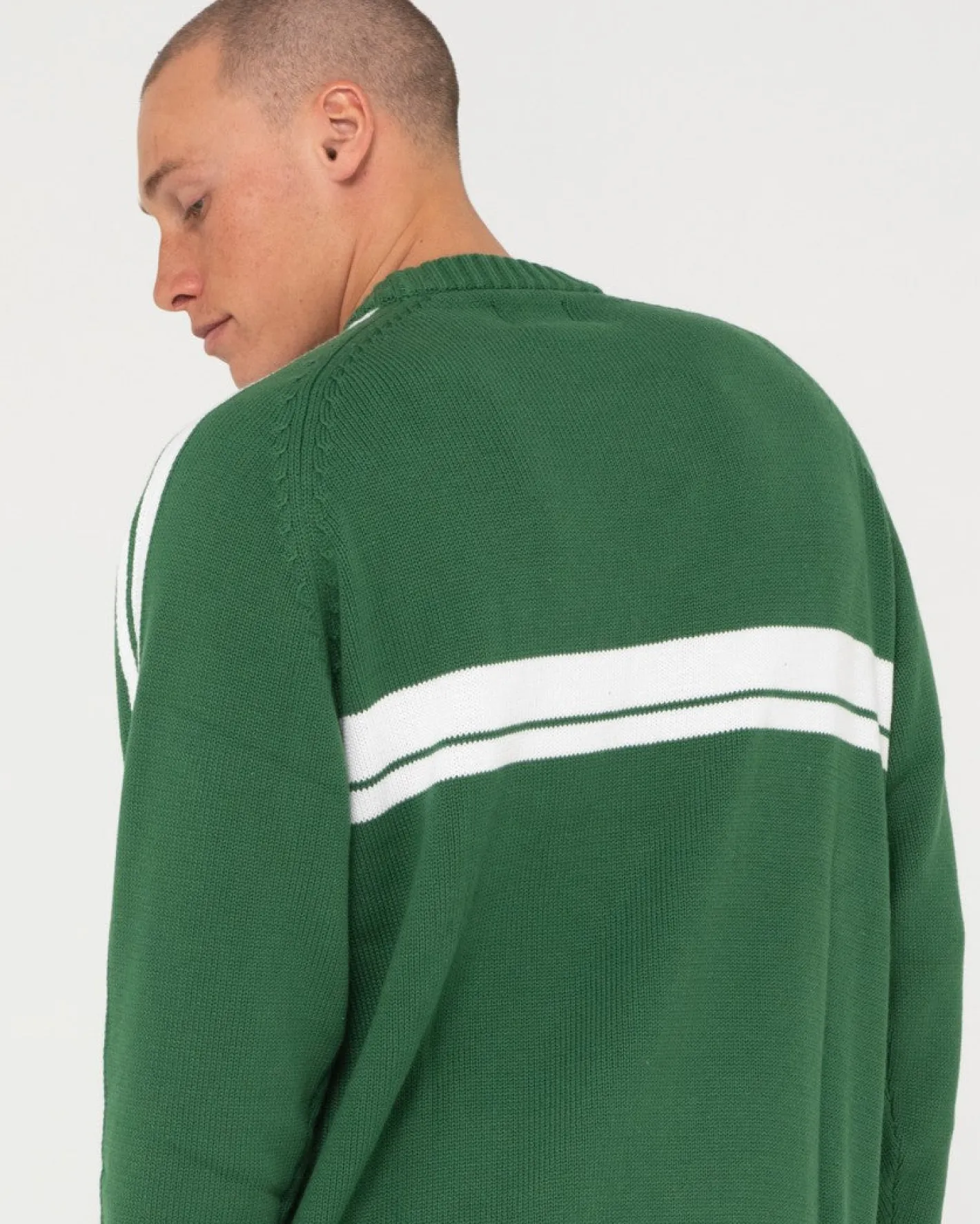 Best White Lines Crew Neck Knit Sweater Mens Knitwear