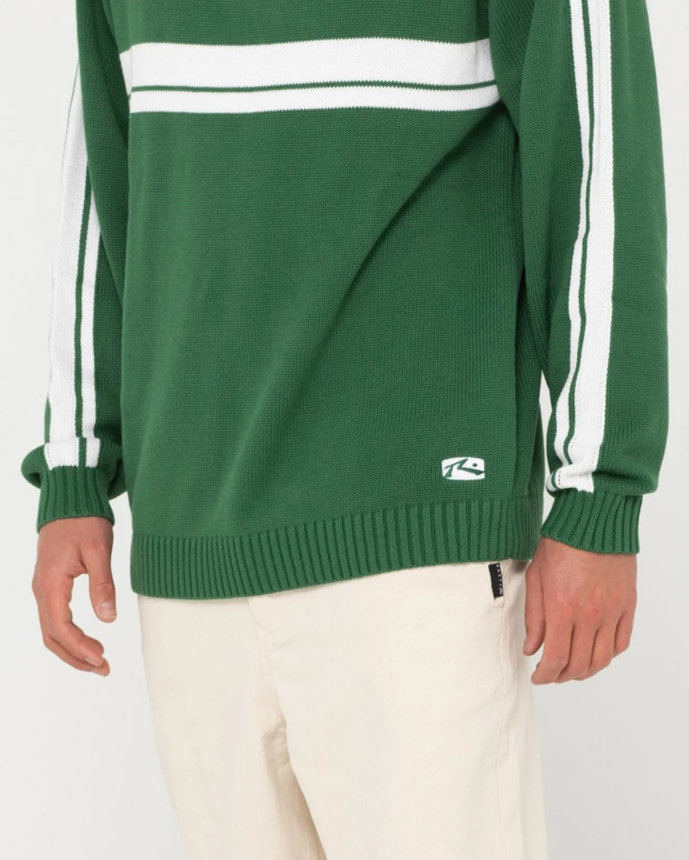 Best White Lines Crew Neck Knit Sweater Mens Knitwear