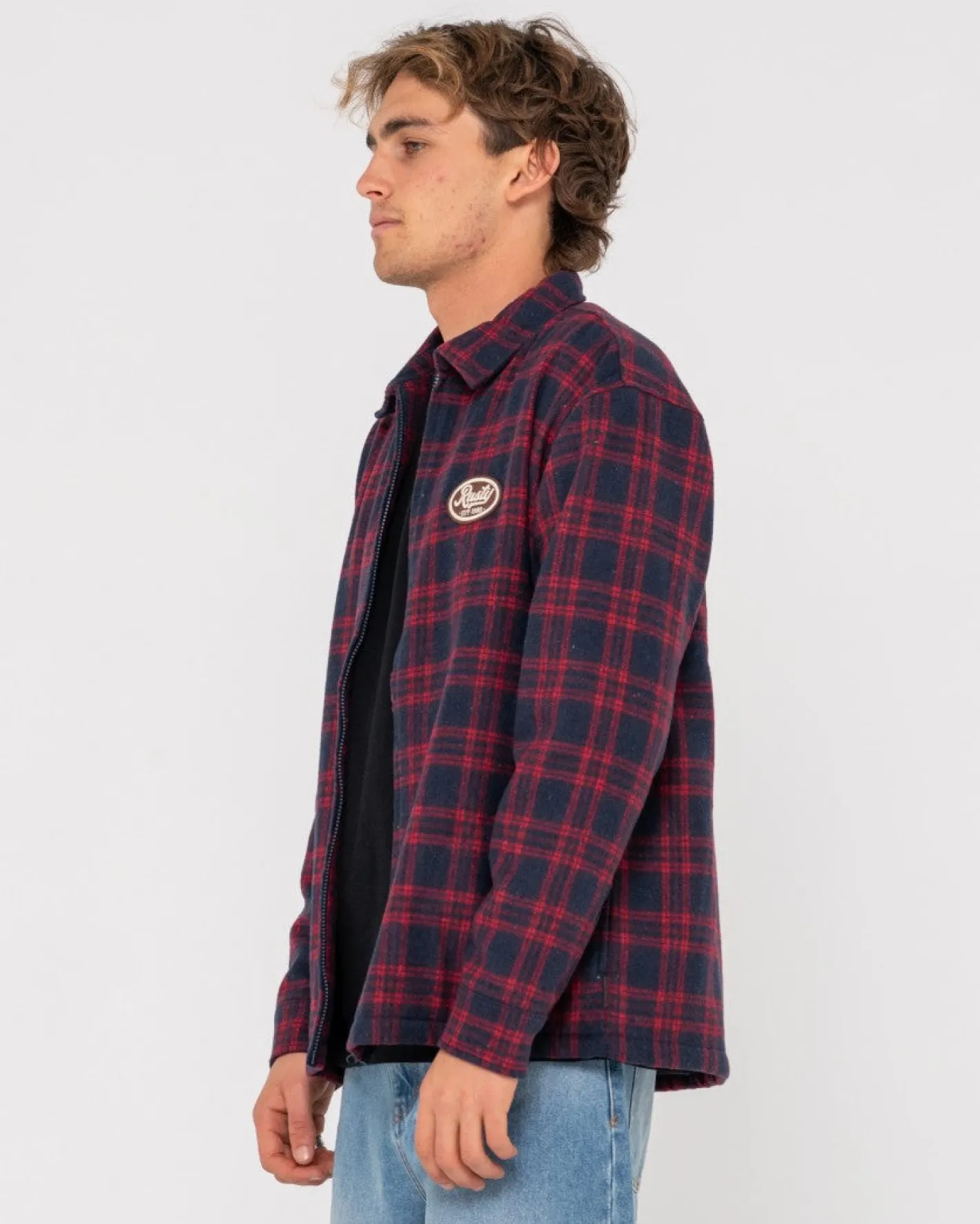 Cheap Woodchuck Woven Plaid Zip Up Jacket Mens Jackets