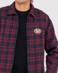 Cheap Woodchuck Woven Plaid Zip Up Jacket Mens Jackets